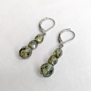 beaded dangly earrings, green